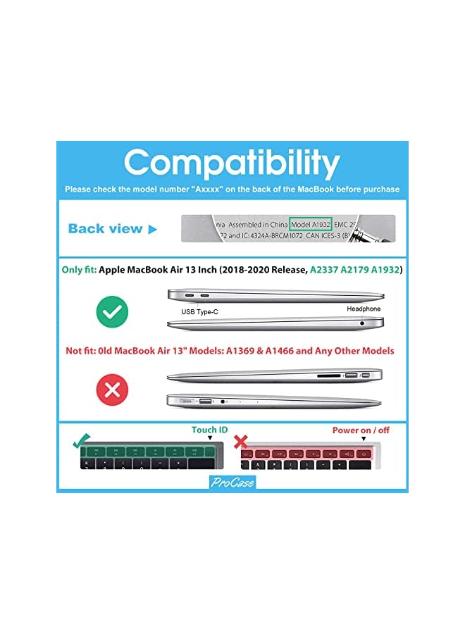 Procases MacBook Air 13 Inch Case 2018 Release A1932, Heavy Duty Slim Hard Shell Dual Layer Protective Cover with Fold Kickstand for Apple MacBook Air 13 Retina with Touch ID -Grey, PC-08361614 - Image 3