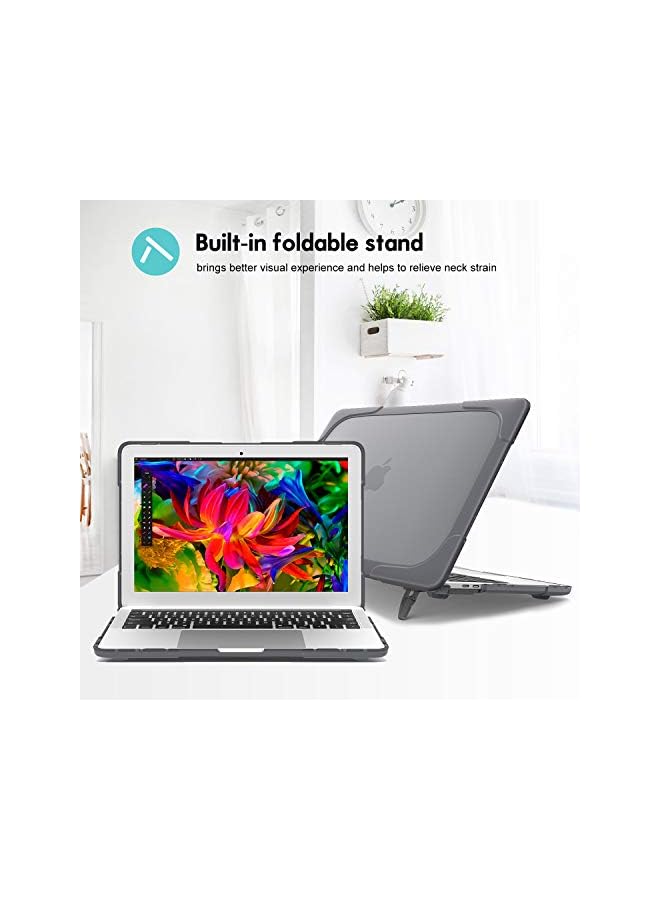 Procases MacBook Air 13 Inch Case 2018 Release A1932, Heavy Duty Slim Hard Shell Dual Layer Protective Cover with Fold Kickstand for Apple MacBook Air 13 Retina with Touch ID -Grey, PC-08361614 - Image 5
