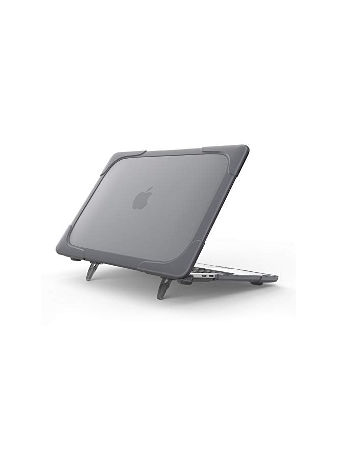 Procases MacBook Air 13 Inch Case 2018 Release A1932, Heavy Duty Slim Hard Shell Dual Layer Protective Cover with Fold Kickstand for Apple MacBook Air 13 Retina with Touch ID -Grey, PC-08361614 - Image 2