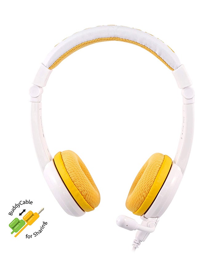 BuddyPhones School Plus Kids Headphones With High Performance Beam Mic Yellow/White - Image 4