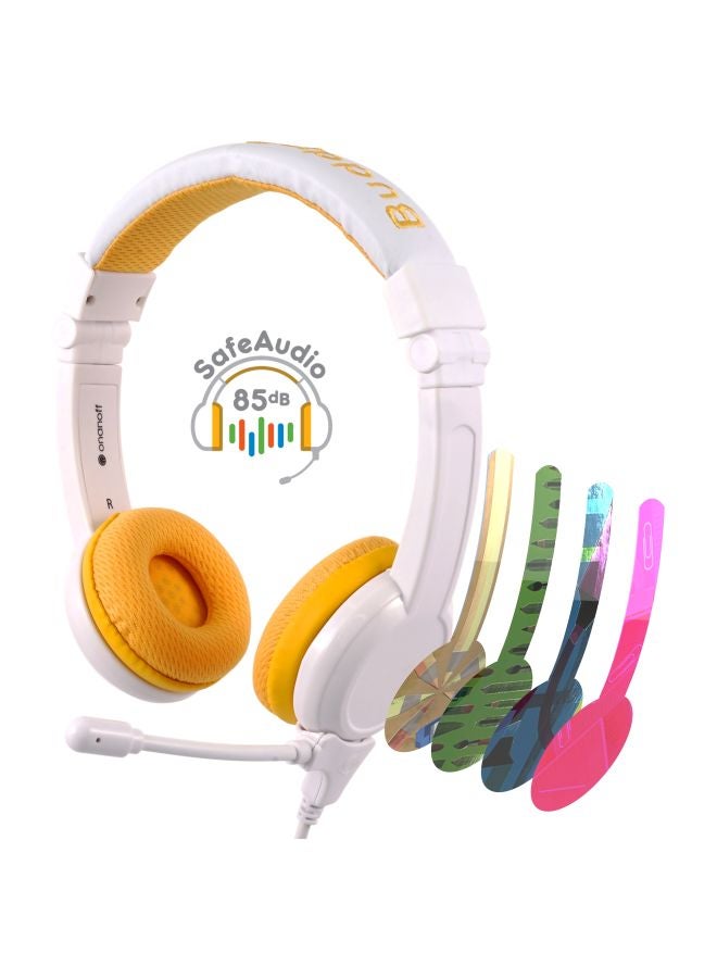 BuddyPhones School Plus Kids Headphones With High Performance Beam Mic Yellow/White - Image 3