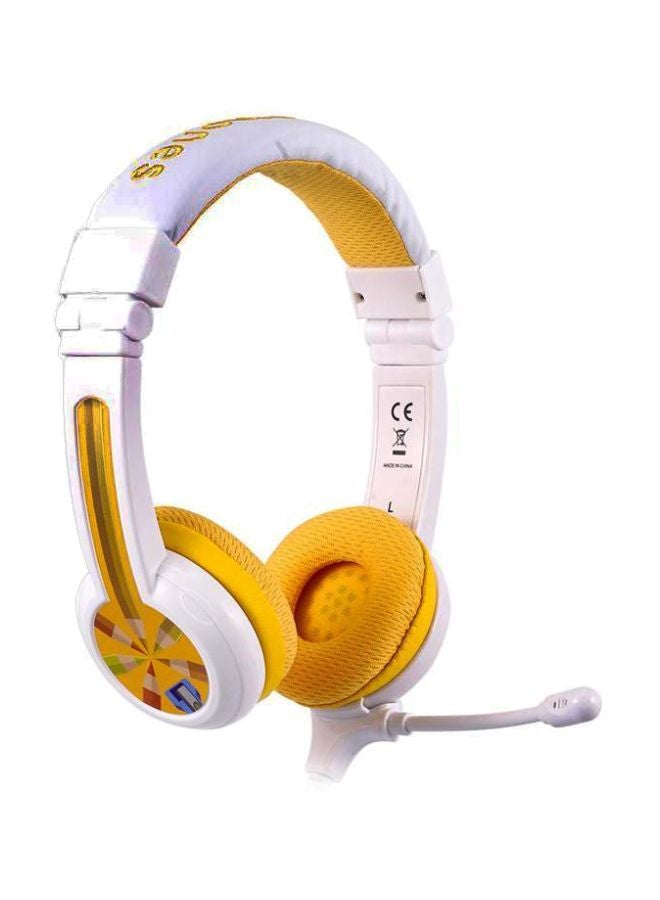 BuddyPhones School Plus Kids Headphones With High Performance Beam Mic Yellow/White - Image 1