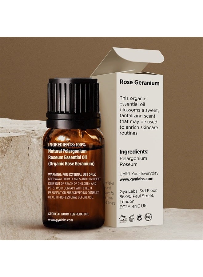 gya labs Organic Rose Geranium Essential Oil for Skin - Organic Geranium Essential Oil for Diffuser - Rose Geranium Essential Oil Organic for Aromatherapy - (0.34 fl oz) - Image 1