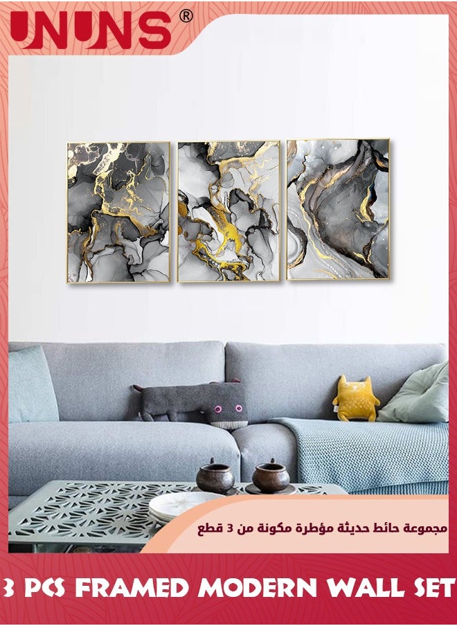 UNUNS - Wall Art,Black White Grey Abstract Art Prints,Modern Fluid Ink Canvas Wall Art For Bedroom Living Room Office Wall Decor,Picture Artwork Home Kitchen Decor,Canvas Prints,Unframed 30x40cm,3 Set - Image 1