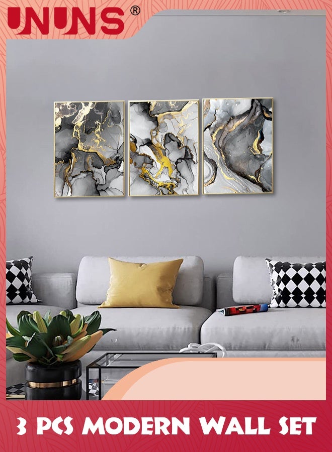 UNUNS لوحة فنية جدارية، مطبوعات فنية تجريدية باللونين الأسود والأبيض والرمادي، لوحة فنية جدارية حديثة من قماش الحبر السائل لغرفة النوم وغرفة المعيشة وديكور الحائط للمكتب، صورة فنية لديكور المطبخ المنزلي، مطبوعات قماشية، بدون إطار 30 × 40 سم، مجموعة من 3 قطع - Image 5