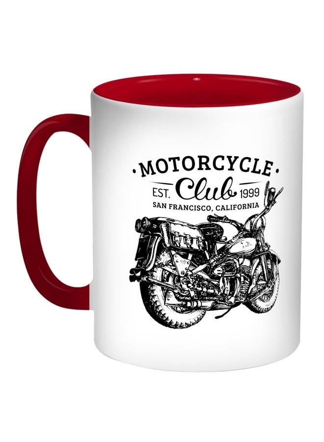 Motorcycle Printed Coffee Mug Red/White/Black 11ounce