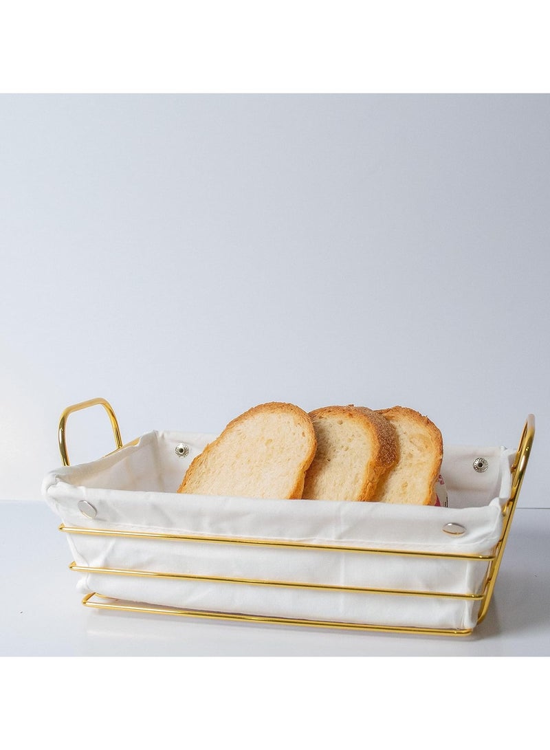 DubaiGallery Bread Basket Gold Bread Basket Square Fabric Bread Basket Modern Serving Basket Bread Rectangular Bread Baskets Metal Bread Baskets for Baking Bread Basket Serving Basket for  - Image 3