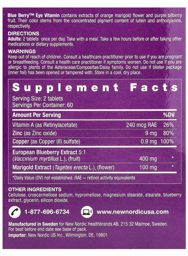 New Nordic Blue Berry™ Eye Vitamin  120 Tablets - Image 2