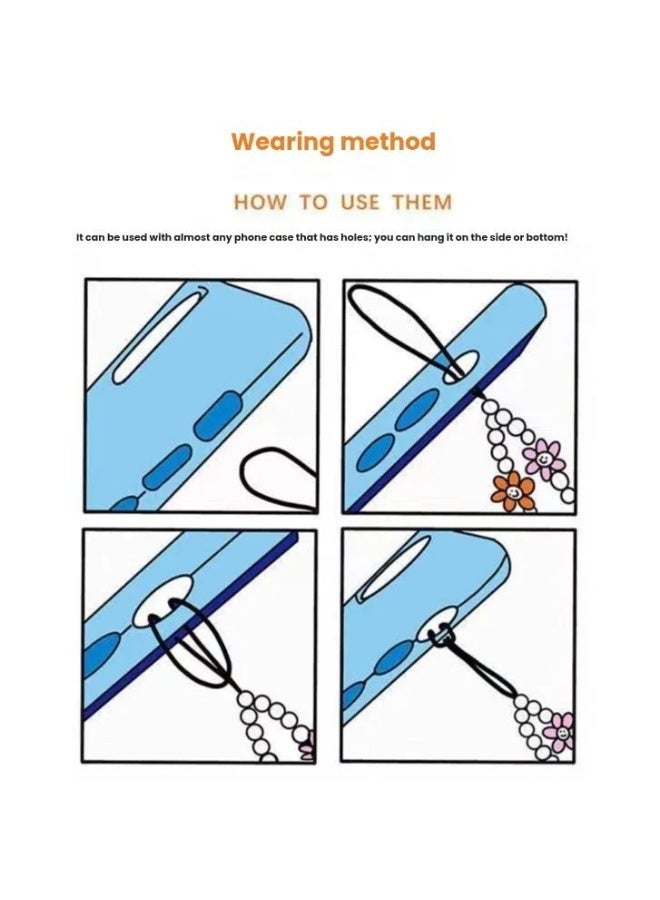 تعليقة هاتف مصنوعة يدويًا، سوار معصم خرزي لطيف مزين بالزهور، يمكن استخدامه كحبل للهاتف أو لتزيين الحقيبة والكاميرا - Image 3