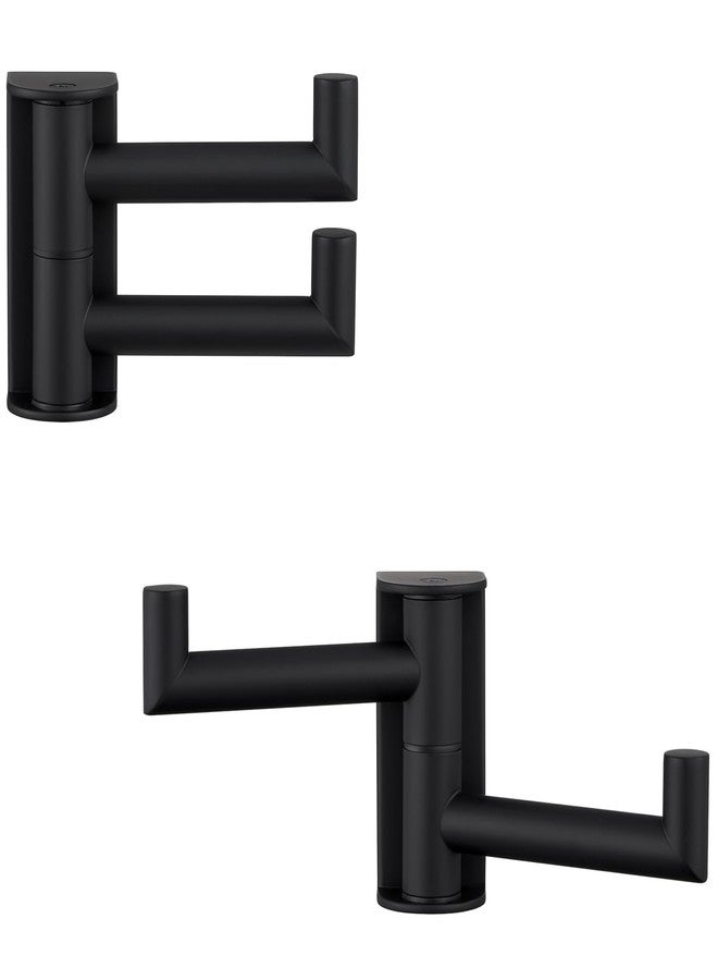 APLusee خطاف منشفة دوار APLusee باللون الأسود غير اللامع 2 عبوة، حامل منشفة من الفولاذ المقاوم للصدأ 304، خطاف رداء الحمام، خطاف حائط قابل للطي مثبت على الحائط - Image 1