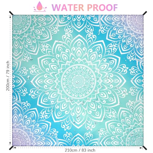 HIHOHO Beach Blanket Waterproof Sandproof Beach Mat for 1-8 Adults Quick Drying Durable Outdoor Picnic Mat for Beach Festival Travel Camping Hiking (Gradiant BL-Mandarin, 79"×83"(4 Person)) - Image 3