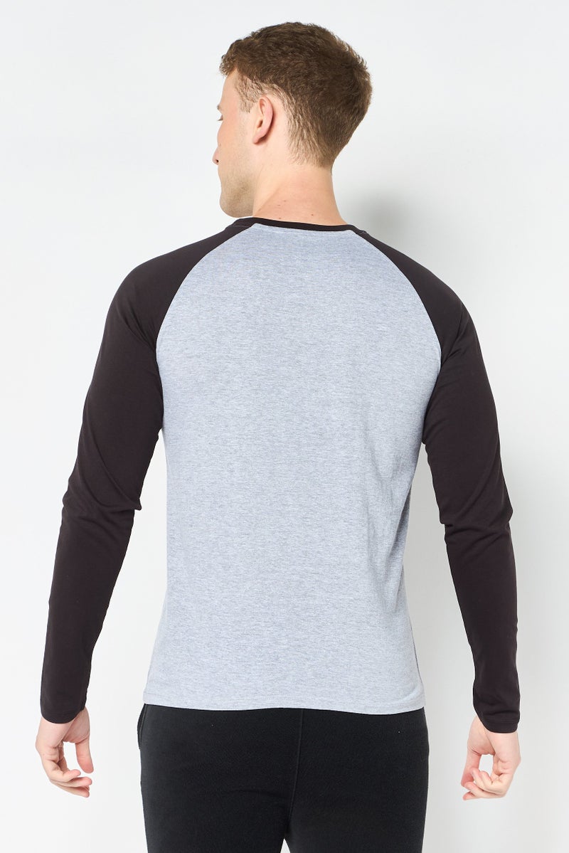 Reebok Men Sportswear Fit Long Sleeve Outdoor T-Shirt, Grey - Image 3