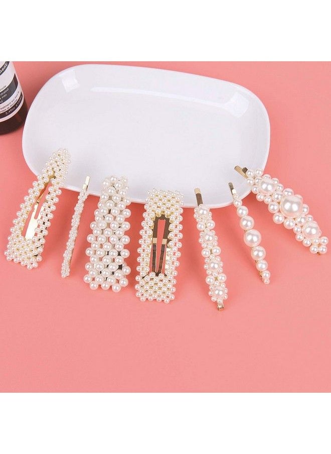 GoldenLight 7Pcs Pearl Hair Clips For Women Girls Pearl Hair Barrettes Hair Pins Bling Elegant Headwear Barrette Styling Accessories  - Image 3