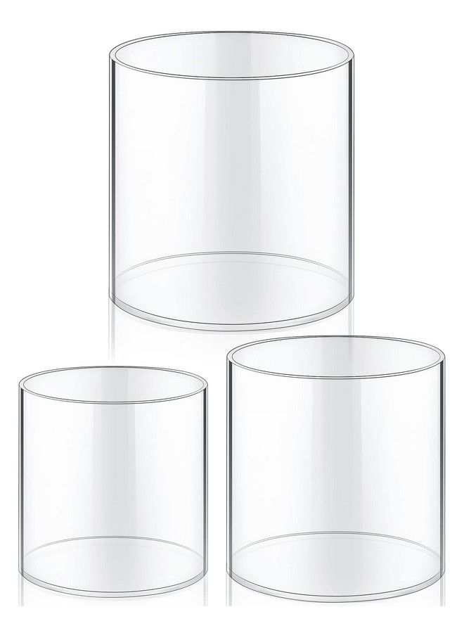 meekoo Set Of 3 Flower Acrylic Vase Cylinders 4" 5" 6" Round Decorative Clear Vase Break Resistant Acrylic Flower Vase Acrylic Cylinder Vases For Centerpieces Floral Home Wedding Table Decoration - Image 2