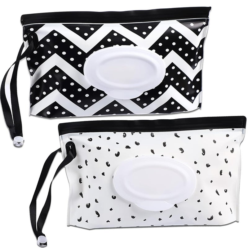 FEBSNOW 2 Pack Baby Wipe Dispenser,Portable Refillable Wipe Holder, Baby Wipes Container,Wipe Dispenser, Reusable Travel Wet Wipe Pouch - Image 1
