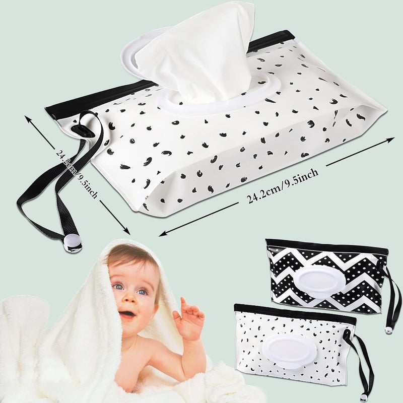FEBSNOW 2 Pack Baby Wipe Dispenser,Portable Refillable Wipe Holder, Baby Wipes Container,Wipe Dispenser, Reusable Travel Wet Wipe Pouch - Image 2