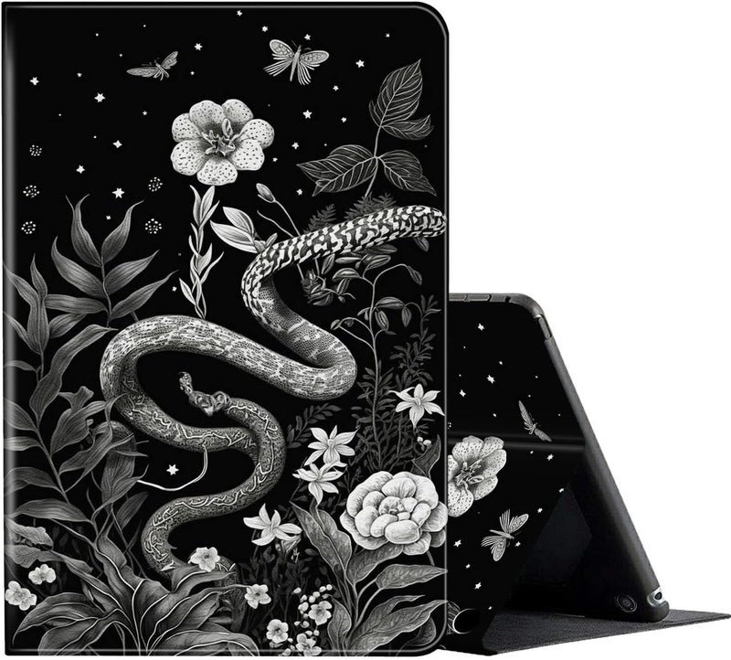 FUYOCWE for Fire HD 10 Case 2021,Fire HD 10 Plus Tablet Case (11th Generation, 2021 Release), Multi-Angle Slim Stand Smart Cover Cases for New Amazon Kindle Fire HD 10 10.1"-Black White Snake Plants Flowers - Image 1