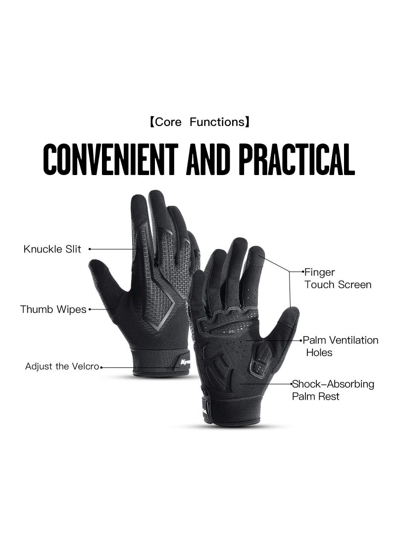 Generic Cycling Gloves, for Men Touch Screen Bike Gloves, Screen Motorcycle Full Finger Gloves, Full Finger Shock-Absorbing, Gel Pad Breathable, for Bicycling Driving Training, Work Sports Gloves  - Image 2