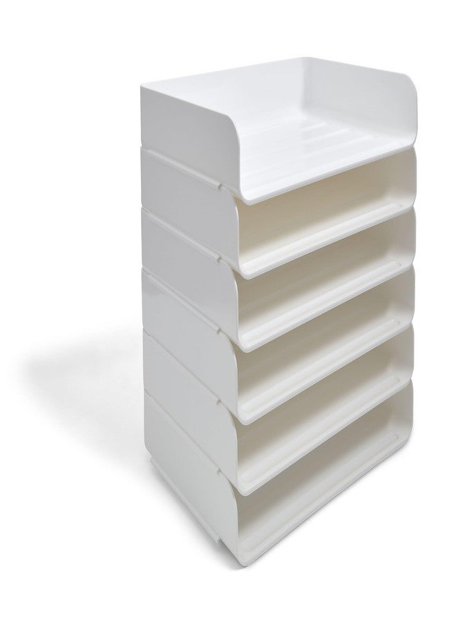 TRU RED Side‑Load Stackable Letter Tray, Plastic, White, 12/Carton - High‑Volume Desktop Paper Organizer for Office Use - Image 4