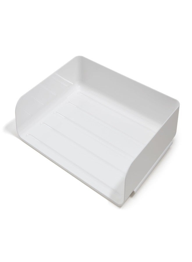 TRU RED Side‑Load Stackable Letter Tray, Plastic, White, 12/Carton - High‑Volume Desktop Paper Organizer for Office Use - Image 3