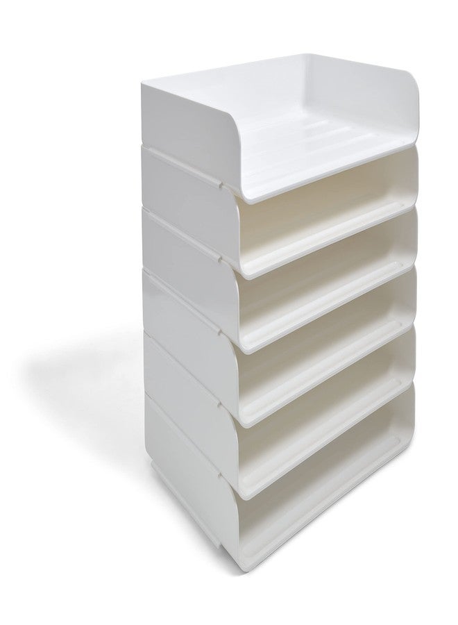 TRU RED Side‑Load Stackable Letter Tray, Plastic, White, 12/Carton - High‑Volume Desktop Paper Organizer for Office Use - Image 1