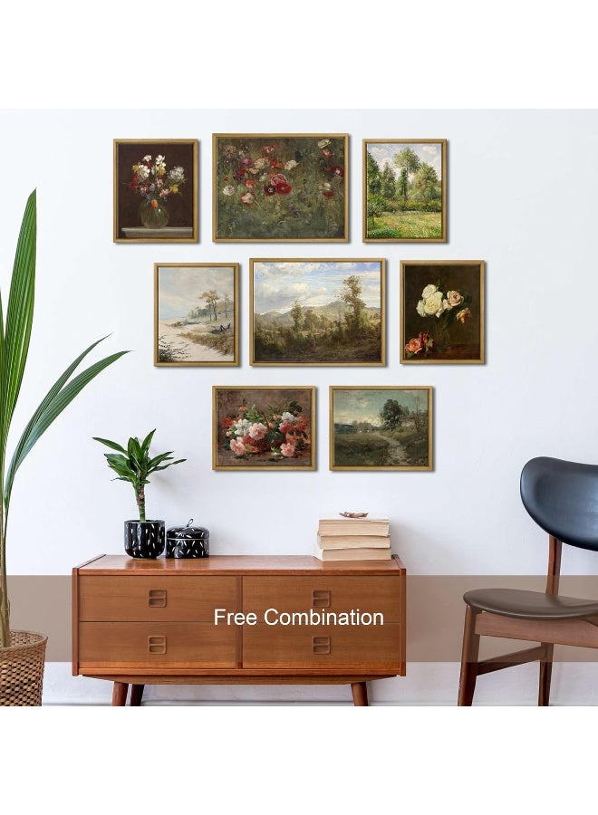 Pyradecor Large Vintage Wall Art Retro Natural Wood Framed Home Decor A Basket with Roses Canvas Prints Classical Floral Painting Artwork for Bedroom Farmhouse Office Decorations AH1107-2836NW - Image 5