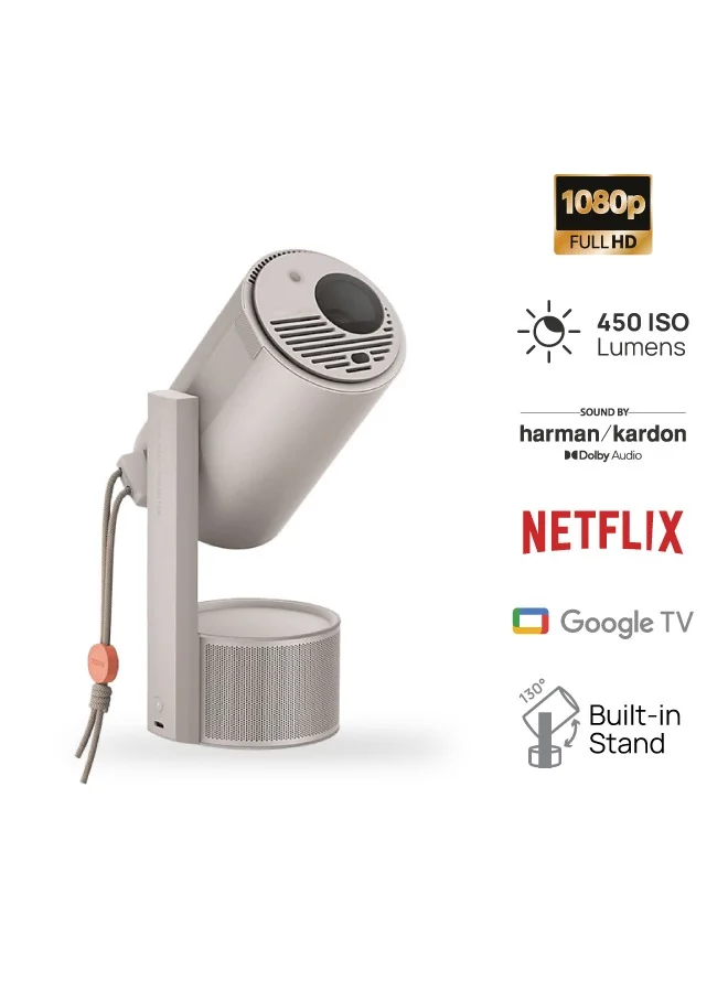 XGIMI MoGo 3 Pro 1080P Portable Projector, Google TV with Licensed Netflix, Build-in Adjustable Stand, Mini Projector Supports Power Banks, 450 ISO Lumens, ISA 2.0, 2 x 5W Harman Kardon