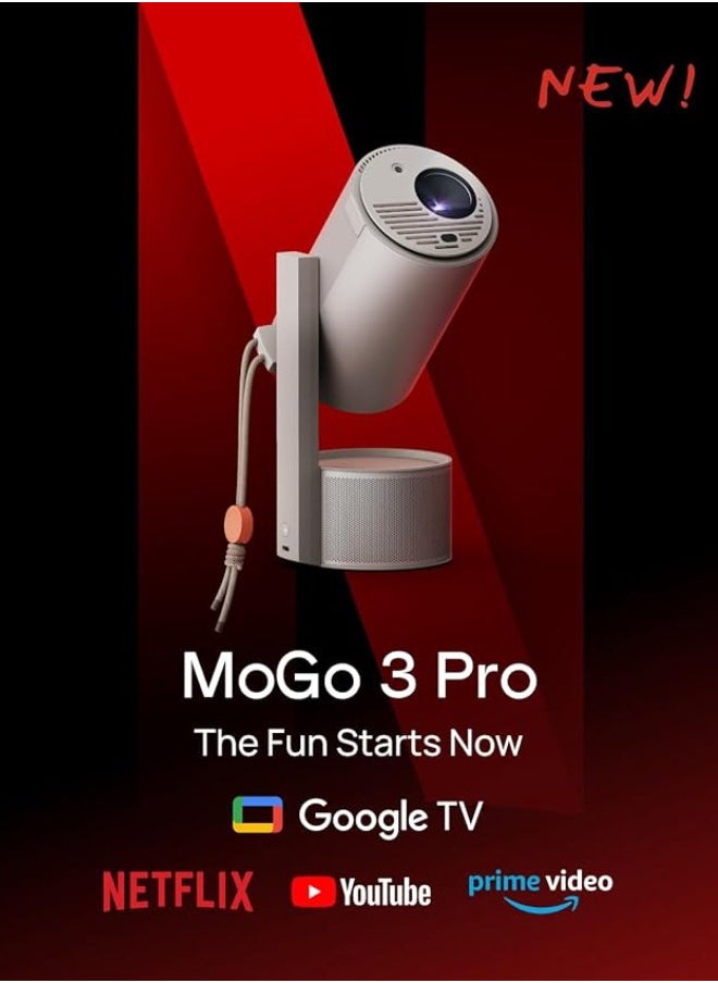 XGIMI MoGo 3 Pro 1080P Portable Projector, Google TV with Licensed Netflix, Build-in Adjustable Stand, Mini Projector Supports Power Banks, 450 ISO Lumens, ISA 2.0, 2 x 5W Harman Kardon  - Image 4