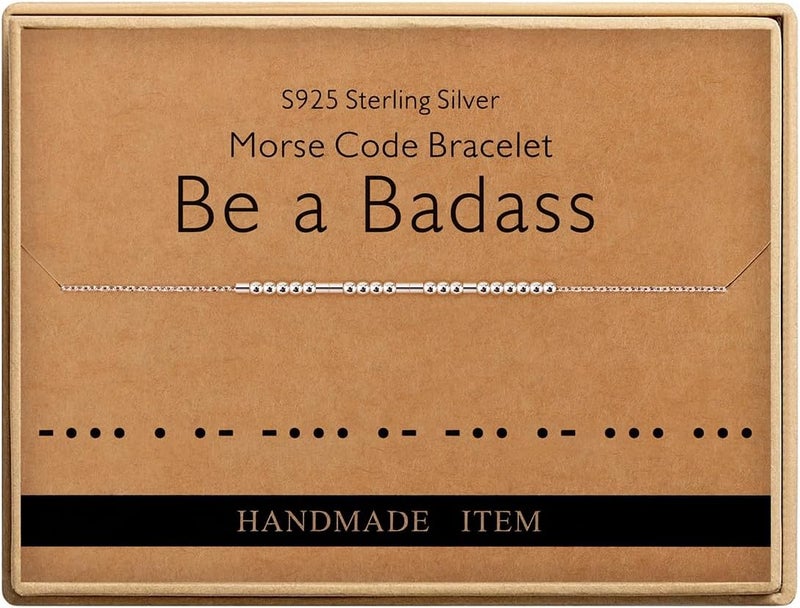 Monily Inspirational Gifts for Women Morse Code Bracelets for Women Funny Bracelet for Friend Funny Gift for Women Sterling Silver Bracelet for Women - Image 1