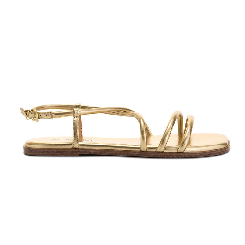 Rihero Flat Sandals for Women Summer Strappy Gold Sandals Wide Width Open Toe Comfortable Ankle Strap Lace Up Sandals Size 8.5 - Image 2