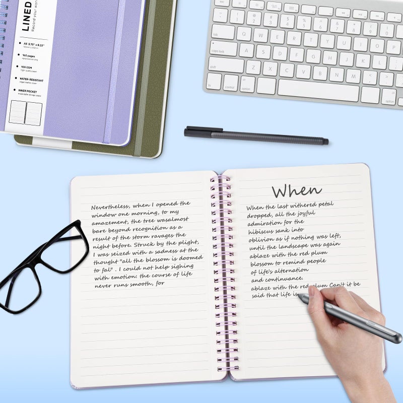 ABERLLS Purple Lined Spiral Journal Notebook with 160 Pages, 8Ã—5.7in, A5 Spiral Notebook, Journaling Notebooks for Work, School, Women, Men, College Ruled Spiral Notebook, Hardcover Leather Journals - Image 3