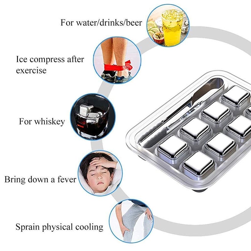 BLEQYS Exclusive Stainless Steel Whiskey Stones High Cooling technology Ice Cubes Chilling Rocks Reusable Wine Stone Durable Beer Drink Freezer Cooler Rock for Christmas and Birthday Gifts - Image 4