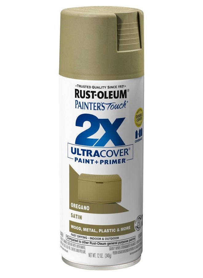 RUST-OLEUM 334077 Painter's Touch 2X Ultra Cover Spray Paint, 12 oz, Satin Oregano - Image 1