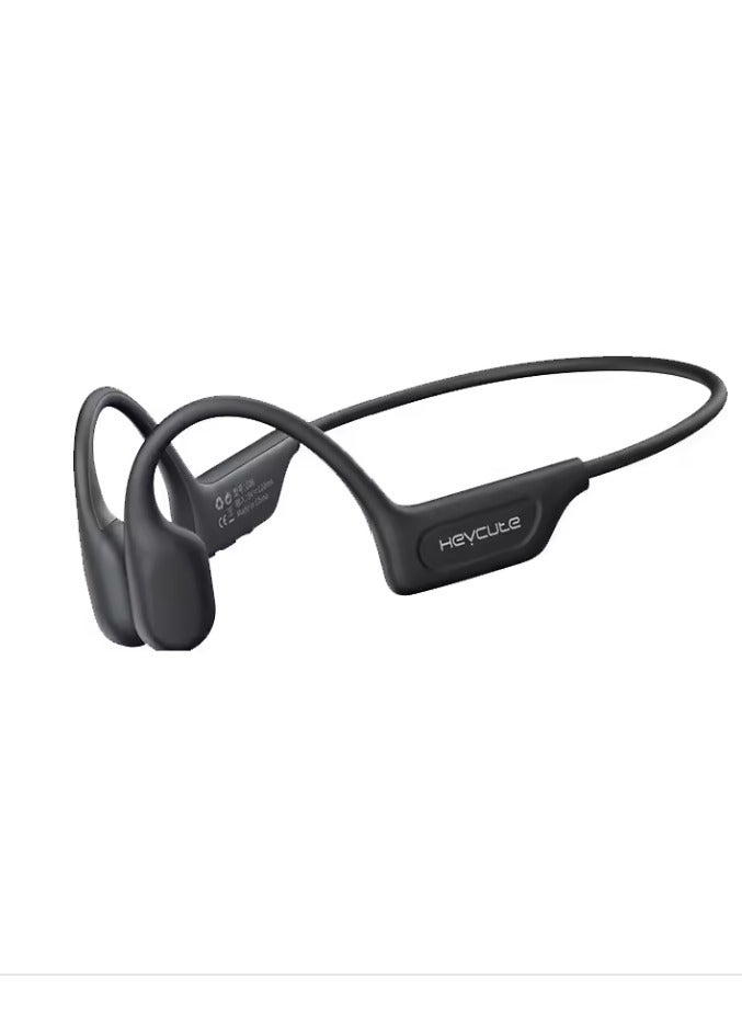 سماعة بلوتوث بتقنية التوصيل العظمي Heycute - جودة صوت عالية الدقة وخفيفة الوزن ومريحة، وعمر بطارية يصل إلى 12 ساعة، وإلغاء الضوضاء الذكي، ومقاومة للماء IPX6 للرياضة والمكالمات - أسود - Image 1