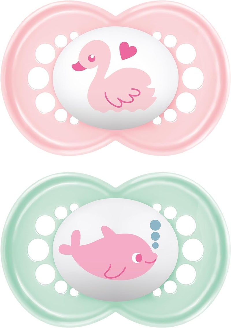 MAM MAM Original Soothers | 16 Plus Months | Pack of 2 | Comes in Dummy Steriliser Box | Sustainable Materials | Baby Accessories | Pink (Various Designs) - Image 1