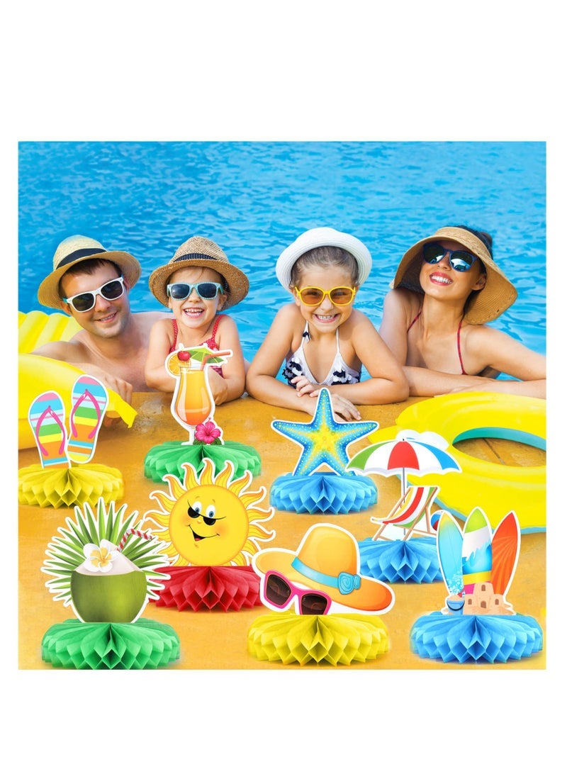 كابتن تيك Summer Party Decoration, Honeycomb Centerpieces, 9 Pcs Summer Beach Pool Party Table Toppers, Beach Party Decorations, Pool Party Decorations Supplies for Beach Birthday Party Photo Props - Image 3