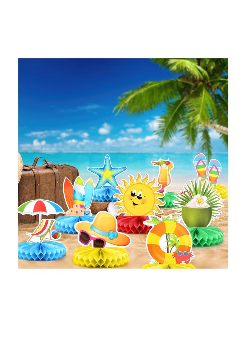 كابتن تيك Summer Party Decoration, Honeycomb Centerpieces, 9 Pcs Summer Beach Pool Party Table Toppers, Beach Party Decorations, Pool Party Decorations Supplies for Beach Birthday Party Photo Props - Image 2