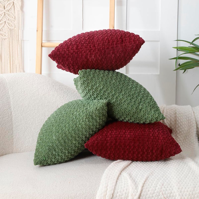 WOKANI Corduroy Cream White Throw Pillow Covers 18x18 Set of 2, Decorative Soft Boho Striped Decoration Pillowcases Modern Farmhouse Home Decor for Sofa Living Room Couch Bed - Image 4