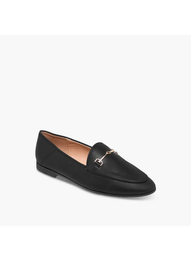 Celeste Women's Solid Slip-On Loafers with Metal Accent
