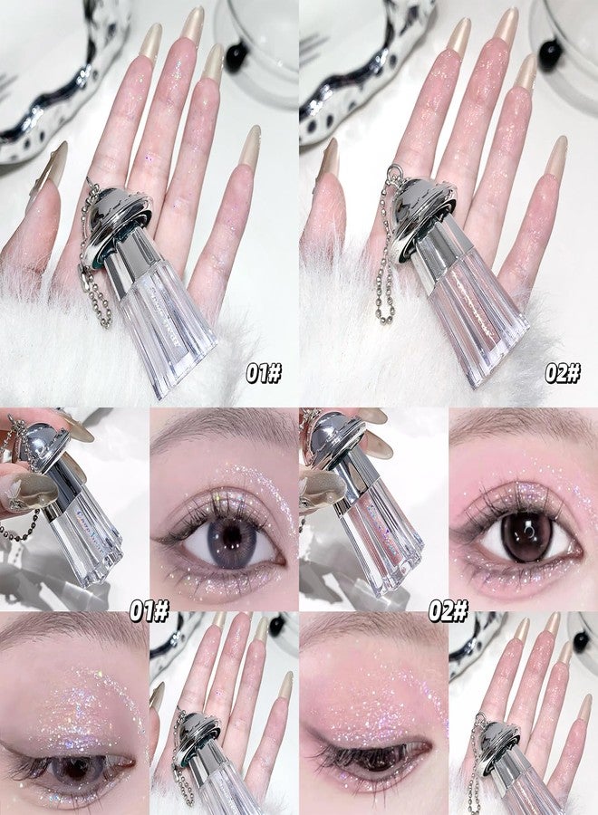 Gege Bear UFO Glitter Eye Shadow Liquid | Quick-Dry Formula | Ultra-Fine Glitter Finish | Pigmented Shimmer | Precision Brush Applicator | Kawaii Keychain Pendant | Shimmering Eye Makeup With Silver Blue Golden Color | Buildable Coverage | Smudge-Proof Perfect Eyeshadow for Clean Girl & Bold Looks (01#, 1.8g) - Image 3