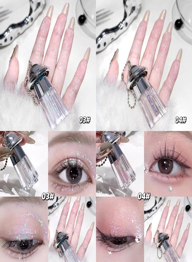 Gege Bear UFO Glitter Eye Shadow Liquid | Quick-Dry Formula | Ultra-Fine Glitter Finish | Pigmented Shimmer | Precision Brush Applicator | Kawaii Keychain Pendant | Shimmering Eye Makeup With Silver Blue Golden Color | Buildable Coverage | Smudge-Proof Perfect Eyeshadow for Clean Girl & Bold Looks (01#, 1.8g) - Image 4