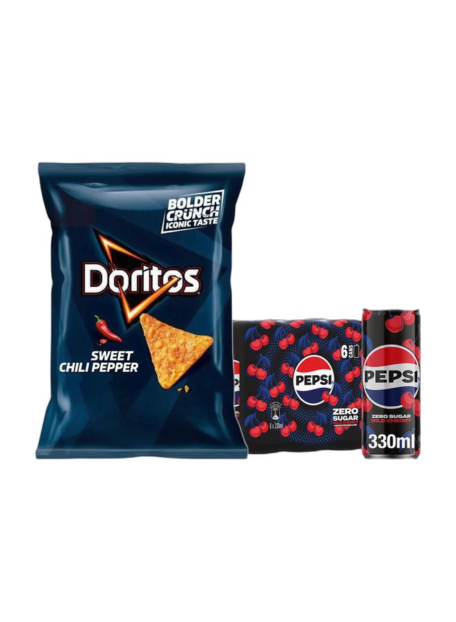 Pepsi Doritos Sweet Chili Chips 48grams + Pepsi Zero Sugar Wild Cherry 6 x 330ml - Image 1