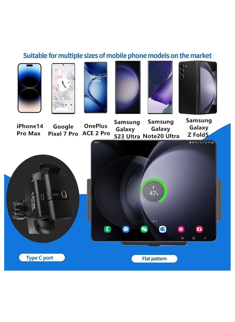 General - 10W Qi Wireless Car Charger Stand for Samsung Galaxy Z Fold5 Fold4 Fold3 Fold2 Fold S23 Ultra Google Pixel 7 Pro for iPhone 15 Pro Max Phone Auto Clip Fast Charger - Image 1