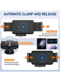 General 10W Qi Wireless Car Charger Stand for Samsung Galaxy Z Fold5 Fold4 Fold3 Fold2 Fold S23 Ultra Google Pixel 7 Pro for iPhone 15 Pro Max Phone Auto Clip Fast Charger  - Image 4