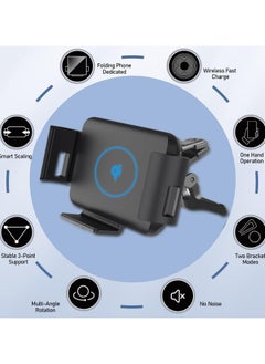 General 10W Qi Wireless Car Charger Stand for Samsung Galaxy Z Fold5 Fold4 Fold3 Fold2 Fold S23 Ultra Google Pixel 7 Pro for iPhone 15 Pro Max Phone Auto Clip Fast Charger  - Image 5
