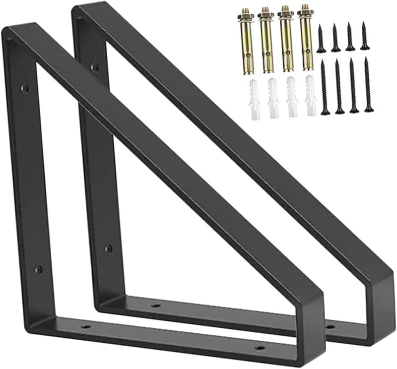 Heavy Duty Wall Shelf Brackets 2 Pack Angled Decorative Supports For Kitchen Bathroom Living Room - Image 1