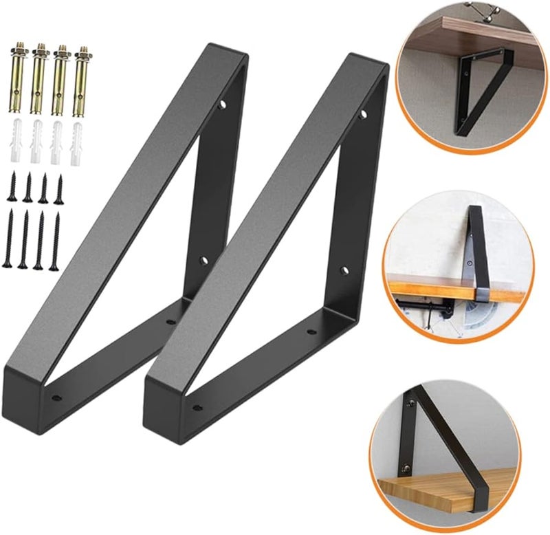 Heavy Duty Wall Shelf Brackets 2 Pack Angled Decorative Supports For Kitchen Bathroom Living Room - Image 3