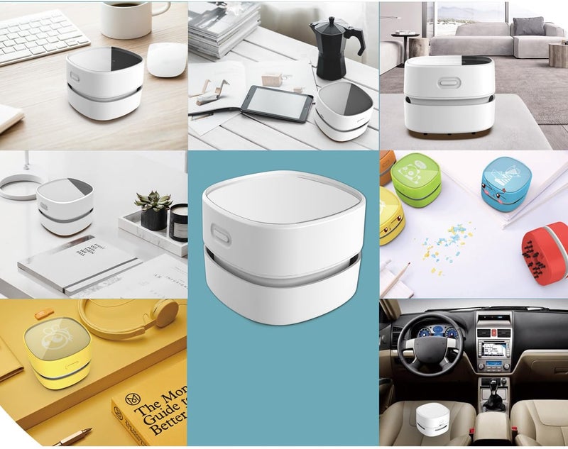 ODISTAR Desktop Vacuum Cleaner, Mini Table dust Sweeper Energy Saving,High Endurance up to 90 mins,Cordless&360º Rotatable Design for Keyboard/Home/School/Office(White AA Battery) - Image 5