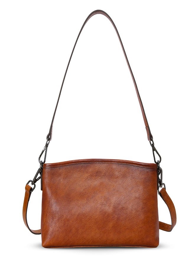 HESHE Genuine Leather Purses for Women Brown Crossbody Bag Designer Women’s Shoulder Purses and Hobo Handbags Medium Satchel Purse Work Bag (Brown) - Image 1