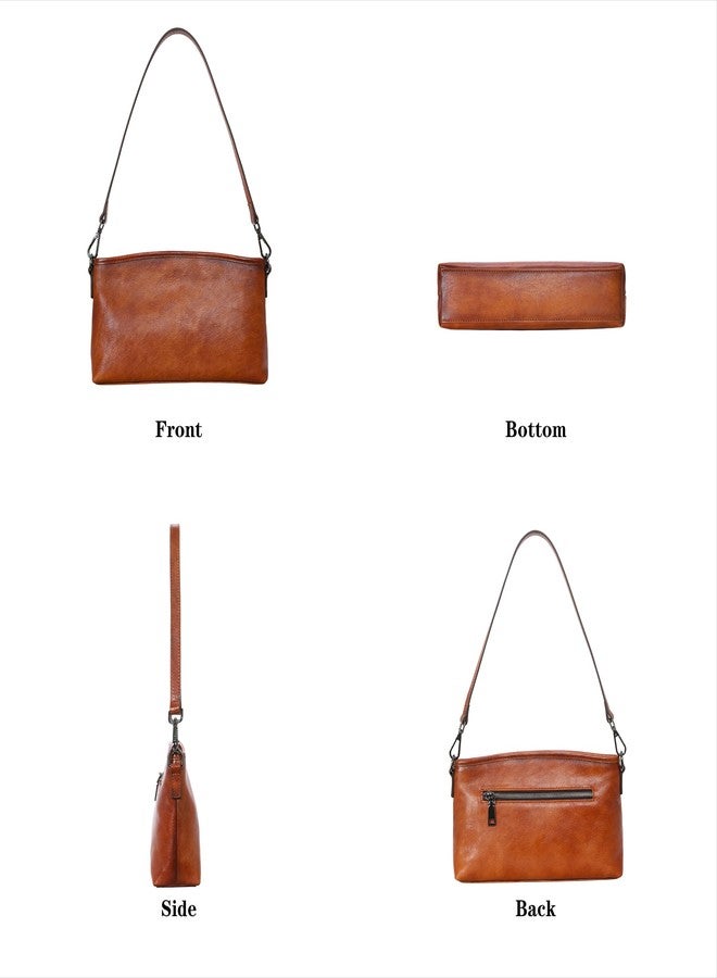 HESHE Genuine Leather Purses for Women Brown Crossbody Bag Designer Women’s Shoulder Purses and Hobo Handbags Medium Satchel Purse Work Bag (Brown) - Image 5